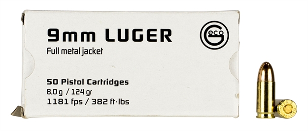 Picture of Geco 220340050 Fmj  9Mm Luger 124 GR Full Metal Jacket 50 Bx/ 20 CS