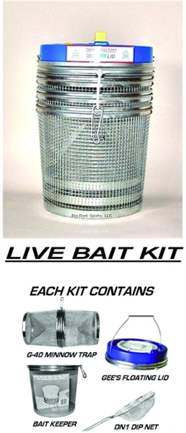 Picture of Gee's Floating Complete Bait Kit W/Trap Bait Keeper Lid & Net (Assorted Lid Colors)