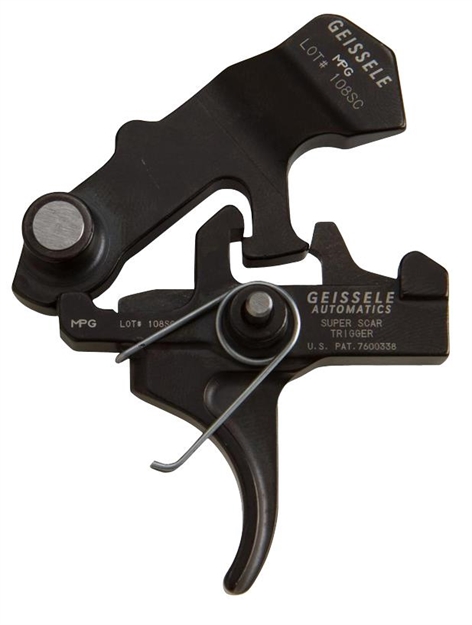 Picture of  Geissele Automatics 05157 Super Scar  Black Oxide Curved Trigger Two-Stage 3.20-4.60 Lbs Draw Weight For FN Scar 854014005120