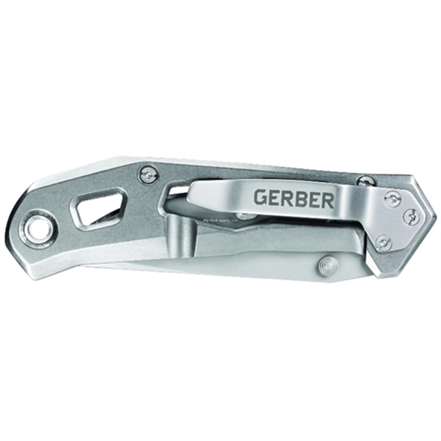 Picture of Gerber Airlift Folding Knife, Stainless Steel Blade And Handle, Frame Lock, Fine Edge, Pocket Clip, Clam