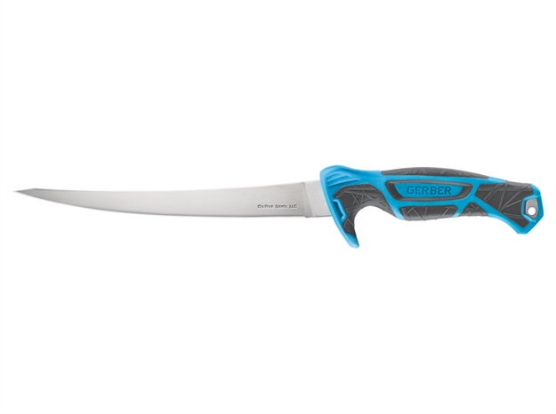 Picture of Gerber Controller 8" Fillet Knife, Saltrx, 9Cr Stainless Steel, Hard Sheath With Sharpener, Cyan, Hanging Box