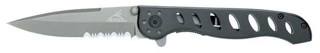 Picture of Gerber Evo Folding Knife Ti-Coated Serrated Edge, 3.43" Blade, Finger Flipper, Clam