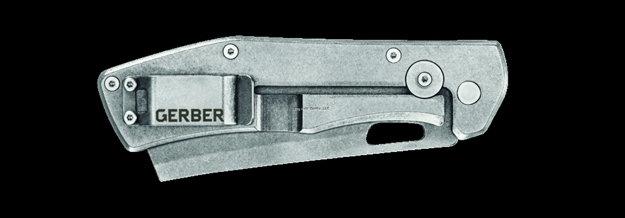 Picture of Gerber Flatiron Folding Knife, Cleaver Style Blade, Satin Finish, Thumb Hole, G-10 Scales, Box