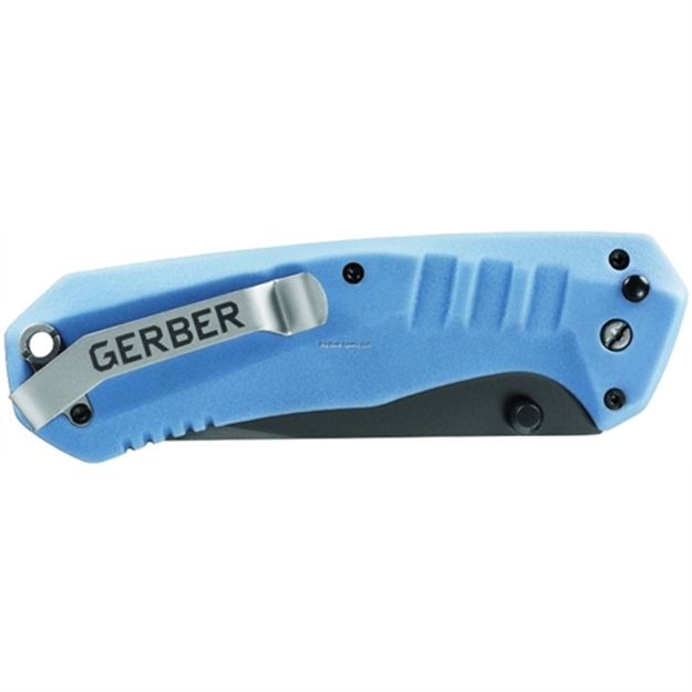 Picture of Gerber Haul Assisted Opening Knife, Blue Nylon Handle, 3.1" Blade, Plunge Lock, Cross-Bolt Safety Lock, Pocket Clip, Clam