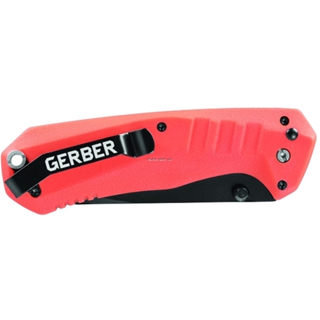 Picture of Gerber Haul Assisted Opening Knife, Red Nylon Handle, 3.1" Blade, Plunge Lock, Cross-Bolt Safety Lock, Pocket Clip, Clam