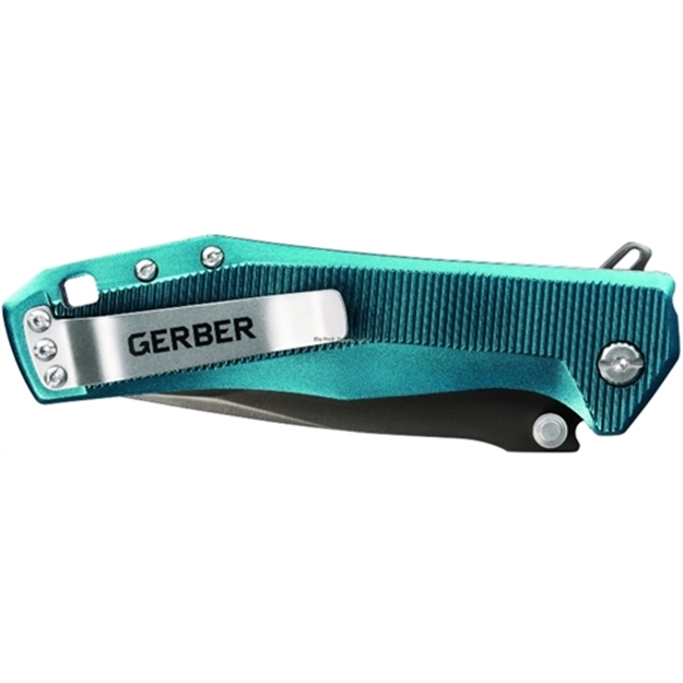 Picture of Gerber Index Folding Knife,  Blue, Textured Aluminim Handle, Finger Flip Opening, Liner Lock, 3.3" Fine Edge, Pocket Clip, Clam
