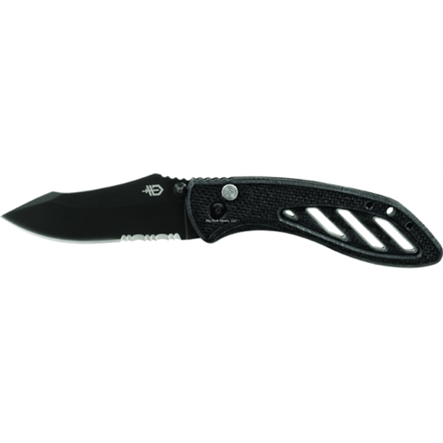 Picture of Gerber Instant Assisted Opening Folding Knife, Black, G10 Handle, Modifed Clip Point, 3.18" Partially Serrated Edge Blade, Pocket Clip, Box