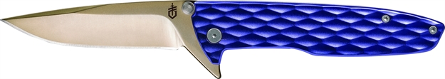 Picture of Gerber One Flip Folding Knife, Blue,  Textured Aluminum Handle, Finger Flip Opening, 3.2" Fine Edge Blade, Pocket Clip, Clam