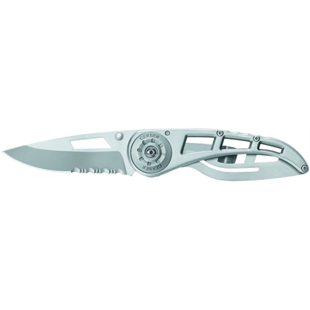 Picture of Gerber Ripstop II Folding Knife, Stainless, Lightweight, Integrated Frame Lock, Partially Serrated Edge, Pocket Clip, Clam