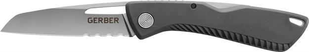 Picture of Gerber Sharkbelly Folding Knife, Gray Sharkskin Grip, 3.25" Partially Serrated Drop Point Blade, Scratch Resistant Pocket Clip, Clam