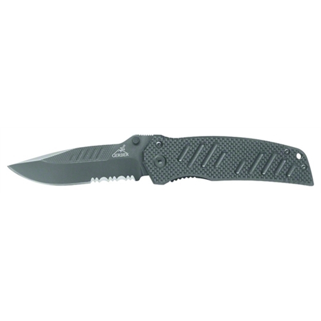 Picture of Gerber Swagger Folding Knife, Black, 3.25" Drop Point Serrated Blade, Clam