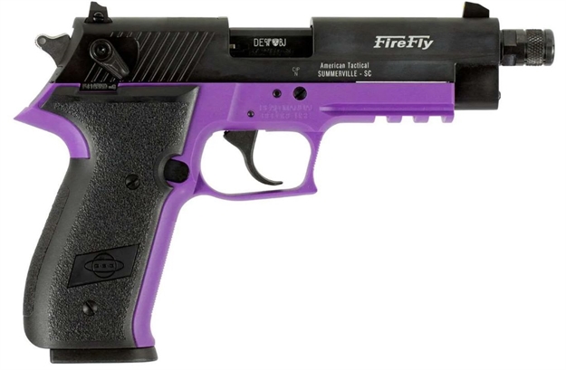 Picture of  Gsg Gerg2210tffl Firefly  22 LR 10+1 4.90" Black Threaded Barrel & Serrated Slide, Purple Zinc Alloy W/Accessory Rail Frame, Black Polymer Grip