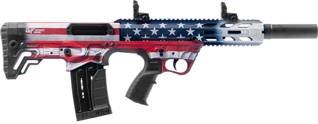 Picture of  Gforce Arms Gfy1usa Gfy-1 Usa 12 Gauge Semi-Auto 3" 5+1 18.50" Black Threaded Barrel, American Flag Aluminum Receiver W/Picatinny Rail, American Flag Bullpup Polymer Stock, Black Polymer Grip