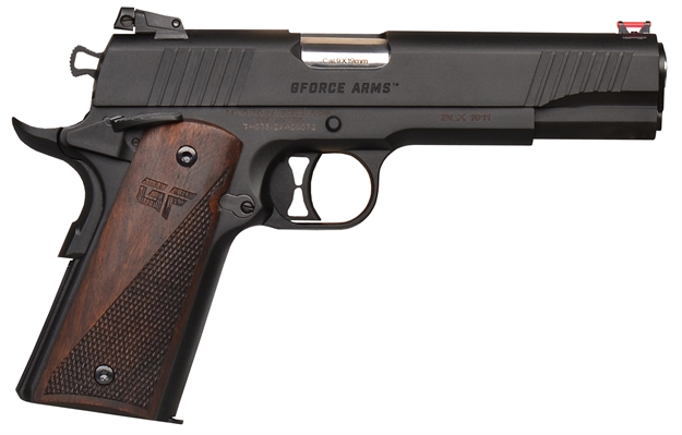 Picture of  Gforce Arms Gf199bw Chronicle 1911 9Mm Luger 9+1 5" Stainless Steel Barrel, Black Serrated Steel Slide, Black Cerakote Aluminum Frame, Turkish Walnut Grip 643477866047