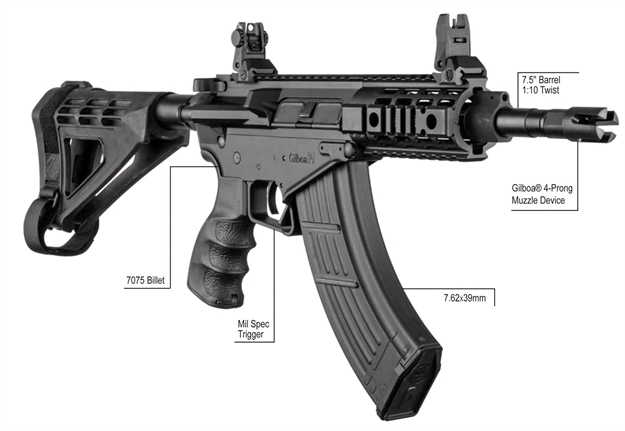 Picture of Gilboa/Silver Shadow G7sb762saf M43 Pistol 7.62X39mm 7.50" 30+1 Flat Dark Earth Black Polymer Grip  Pistol Brace