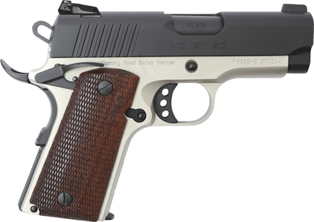 Picture of  Eaa Girsan 390042 Mc1911 SC  Compact 45 Acp 6+1 3.40" Black Steel Barrel, Black Serrated Slide, Stainless W/Black Controls Aluminum Frame W/Beavertail, Checkered Laminate Grips Ambidextrous 741566903236