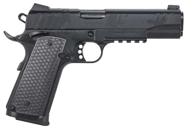 Picture of  Girsan 391157 Mc1911 S Influencer Full Size 45 Acp 8+1 5" Black Steel Barrel, Black Camo Optic Ready/Serrated Steel Slide & Frame W/Picatinny Rail & Beavertail, Black Polymer Grip 741566907012