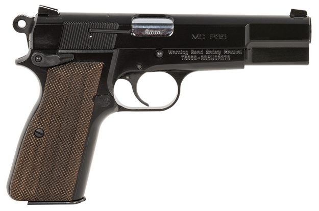 Picture of  Eaa Girsan 390454 Mcp 35  Sports South Exclusive 9Mm Luger 15+1, 4.87" Black Steel Barrel, Black Cerakote Serrated Steel Slide, Black Steel Frame W/Beavertail, Walnut Grip, Ambidextrous