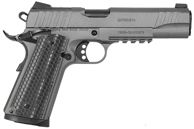 Picture of  Girsan 391149 Mc1911 S Influencer Full Size 38 Super 9+1 5" Black Steel Barrel, Tungsten Gray Cerakote Optic Ready/Serrated Steel Slide & Frame W/Picatinny Rail & Beavertail, Gray Polymer Grip