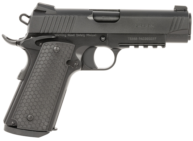 Picture of  Girsan 392070 Mc1911 C Untouchable Compact Frame 45 Acp 8+1 4.40" Black Steel Barrel, Black Serrated Steel Slide & Frame W/Beavertail & Picatinny Rail, Black Polymer Grip 741566906794