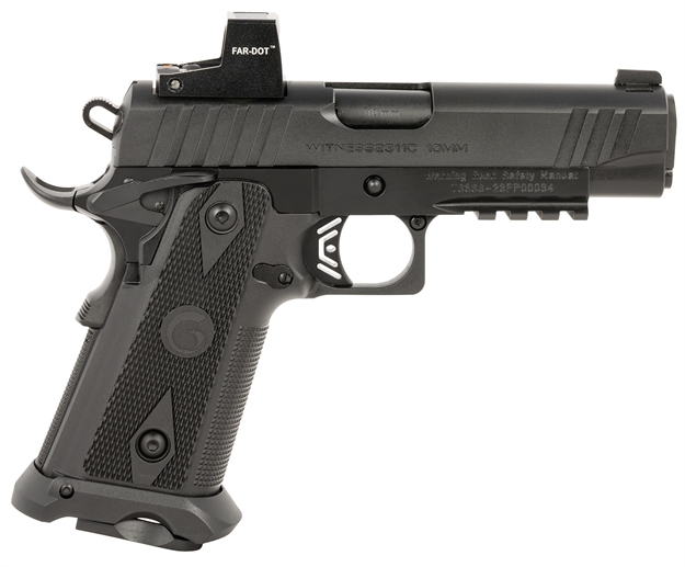 Picture of  Girsan 395010 Witness2311  10Mm Auto 15+1 4.25" Black Steel Barrel, Black Optic/Ready Serrated Black Polymer Frame W/Beavertail & Picatinny Rail, Black Checkered Polymer Grip, Ambidextrous 741566906183