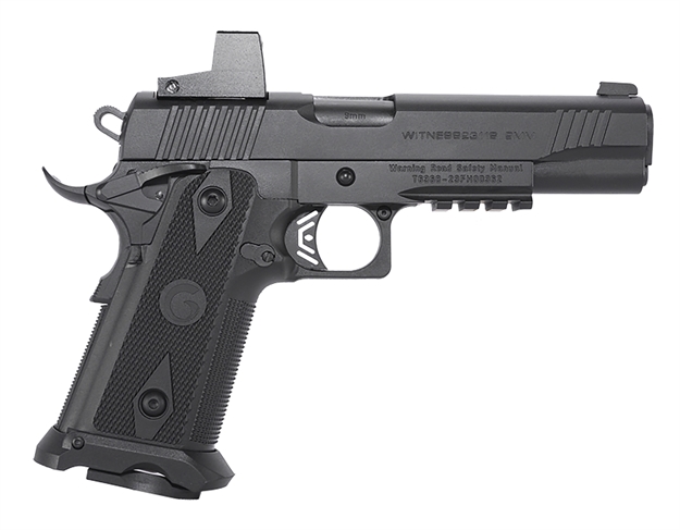 Picture of  Girsan 395020 Witness2311  9Mm Luger 17+1 5" Black Steel Barrel, Black Optic Ready/Serrated Steel Slide, Black Polymer Frame W/Beavertail & Picatinny Rail, Black Checkered Polymer Grip, Ambidextrous
