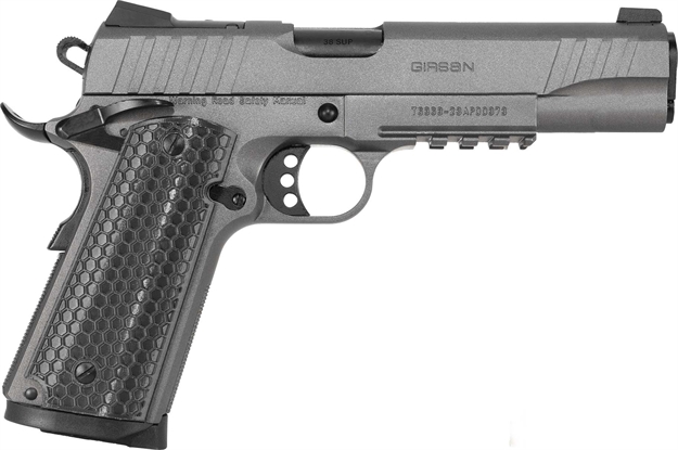 Picture of  Girsan 391149 Mc1911 S Influencer Full Size 38 Super 9+1 5" Black Steel Barrel, Tungsten Gray Cerakote Optic Ready/Serrated Steel Slide & Frame W/Picatinny Rail & Beavertail, Gray Polymer Grip 741566906992