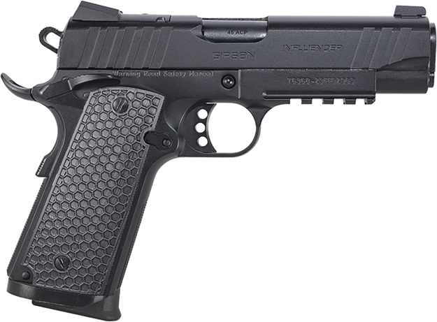 Picture of  Eaa Girsan 391044 Mc1911 C Influencer Compact 45 Acp 8+1 4.40" Blued Steel Barrel, Black Cerakote Optic Ready/Serrated Steel Slide & Frame W/Picatinny Rail & Beavertail, Black Polymer Grip 741566906688