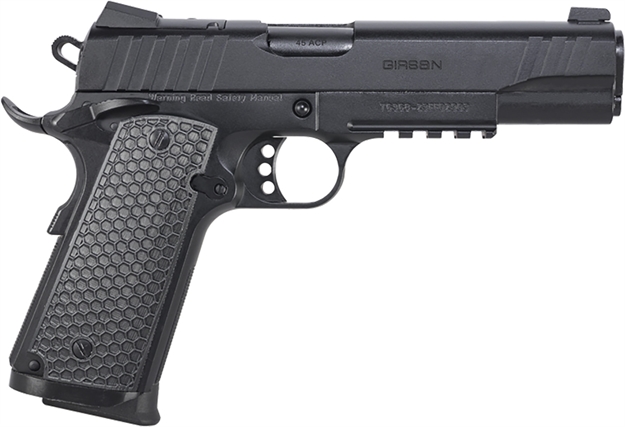 Picture of  Eaa Girsan 391047 Mc1911 S Influencer Full Size 45 Acp 8+1 5" Blued Steel Barrel, Black Optic Ready/Serrated Steel Slide & Frame W/Picatinny Rail & Beavertail, Black Polymer Grip