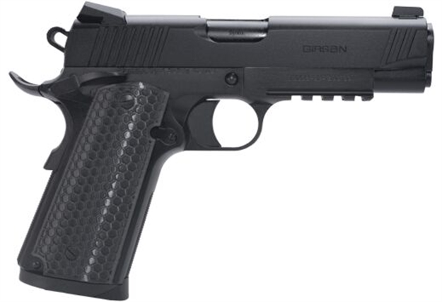 Picture of  Girsan 392075 Mc1911 C Untouchable Compact Frame 9Mm Luger 9+1 4.40" Black Steel Barrel, Black Serrated Steel Slide & Frame W/Beavertail & Picatinny Rail, Black Polymer Grip 741566906787