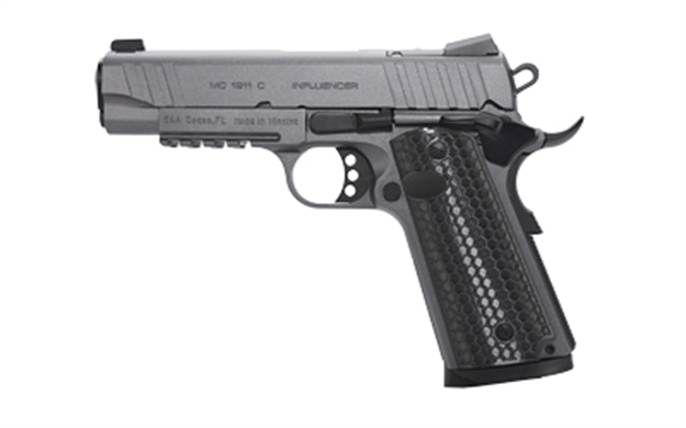 Picture of  Girsan 391144 Mc1911 C Influencer Compact 45 Acp 8+1 4.40" Black Steel Barrel, Tungsten Gray Cerakote Optic Ready/Serrated Steel Slide & Frame W/Picatinny Rail & Beavertail, Gray Polymer Grip 741566906954