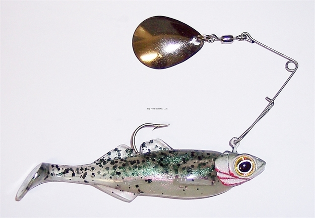 Picture of Gitzit 1 Rigged 3" Paddle Fry Swim Bait, IN Rainbow Trout With Attached Spinner.