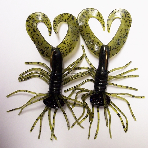 Picture of Gitzit 2 Rigged 3" Spider Jig Baits, Green Craw, Craw Fish Imitation.