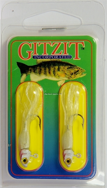Picture of Gitzit Little Tough Guy Jig, 1 1/2", 1/16 Oz, SZ 6 Hook, White, 2/Pack