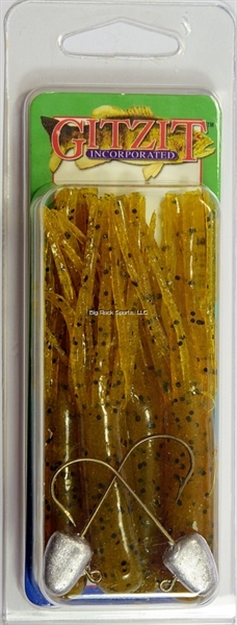 Picture of Gitzit The Original Fat Gitzit Tubes, 3 1/2", Brown Craw/Salt & Pepper, 4/Pack, + (2) Hooks
