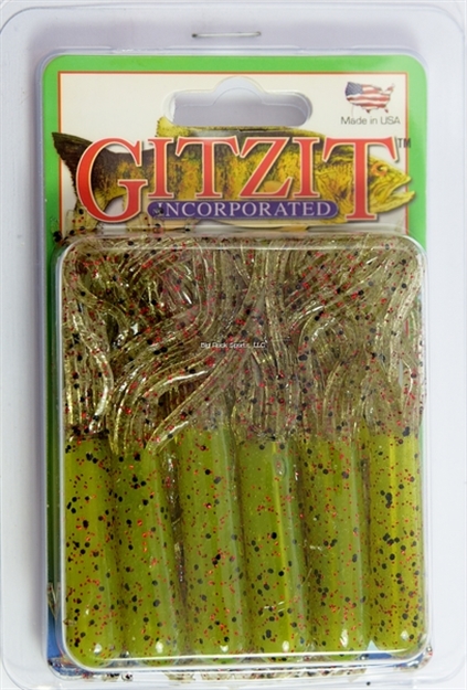 Picture of Gitzit The Original Fat Tubes, 3 1/2", Olive Smoke/Red Sparkle, 10/Pack