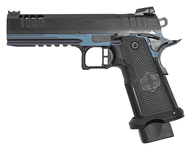 Picture of  Great Lakes Firearms Gl1911ds9fssblu 1911 DS Synergy 9Mm Luger 20+1 5" Optic Cut/Serrated Cerakote Black Molded Grip Blue Titanium Frame
