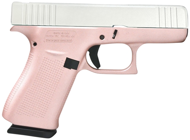 Picture of  Glock Ux4350204rgfpws G43x  Sub-Compact Frame 9Mm Luger 10+1 3.41" Black Gmb Barrel, Pearl White Cerakote Serrated Steel Slide, Rose Gold Polymer Frame W/Beavertail, Textured Polymer Grip, Usa Made