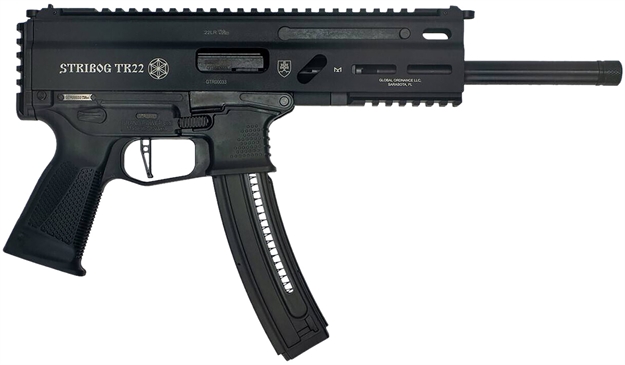 Picture of Grand Power 8588005808606 Tr22 Stribog 22 LR 25+1 8" Black Threaded Barrel, Black Picatinny Rail Receiver, Black Aluminum Frame W/Lower & Rear Picatinny Rail,  Black Polymer Grips GRP8588005808606 -