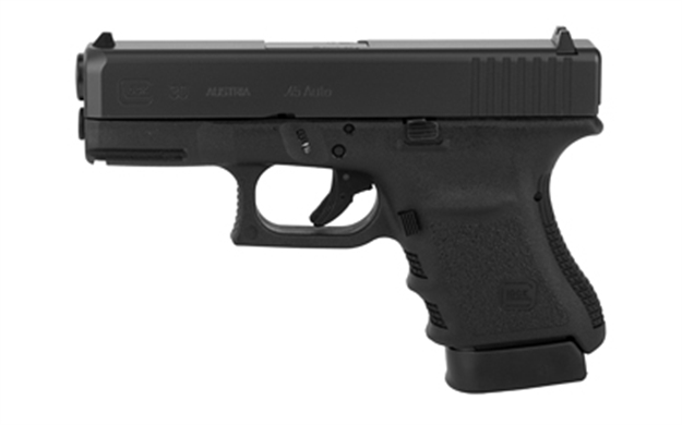Picture of Glock G30 Short Frame Semi Auto Pistol 45 Acp, 3.8 In, Poly Grp, 10+1 Rnd, Fixed, Compact Blk Frame PF3050201 764503032011