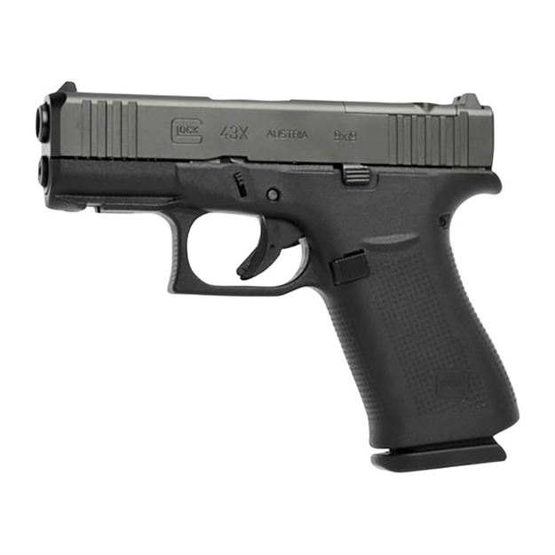Picture of  Glock Px4350201frmos G43x Mos Sub-Compact 9Mm Luger 10+1 3.41" Black Gmb Barrel, Black Ndlc Mos Cut/Serrated Steel Slide, Black Polymer Frame W/Picatinny Rail Black Textured Polymer Grip, Ambidextrous