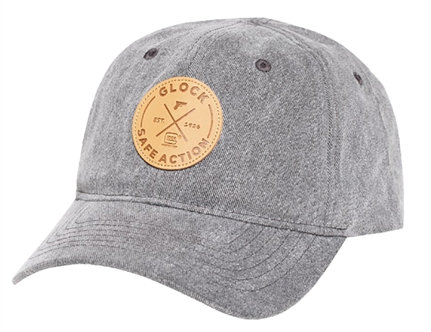 Picture of  Glock Ap95882 Safe Action Patch  Hat, Distressed Gray Denim, Relaxed Fit W/Adjustable Metal Back, Leather-Like Glock Patch