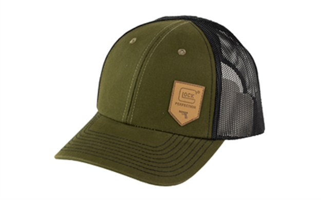 Picture of  Glock Ap95883 Chino  Olive Green/Black Mesh Hat W/Leather-Like Glock Shield Patch