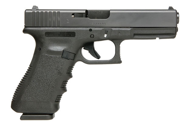 Picture of  Glock Ui1750203 G17 Gen3 Full Size Frame 9Mm Luger 17+1 4.48" Black Steel Barrel, Matte Black Serrated Steel Slide, Black Polymer Frame W/Picatinny Rail, Black Texture Finger Groove Grip, Usa Made
