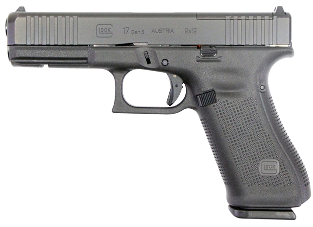 Picture of Glock G17510mosus G17 Gen5 Mos 9Mm Luger 4.49" 10+1 Black Black Ndlc Steel W/Front Serrations Slide Black Rough Texture Interchangeable Backstrap Grip Adj Sights