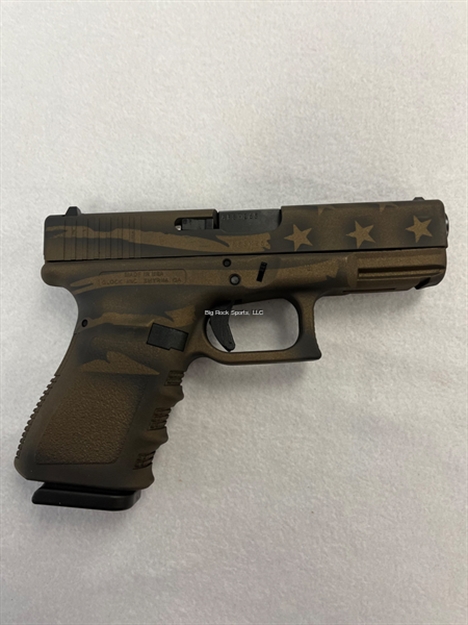 Picture of Glock G19 Gen3 Semi Auto Pistol, 9Mm, 4.02" Bbl, 15 + 1 Rd, Fixed Sights, Midnight Bronze Flag