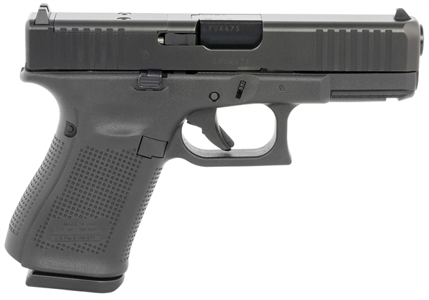Picture of Glock G19515mosus G19 Gen5 Mos 9Mm Luger 4.02" 15+1 Black Polymer Frame Black Steel Slide With Mos Cuts Black Interchangeable Backstrap Grip Fixed Sights