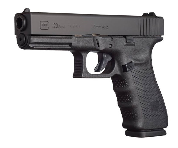 Picture of Glock G20 Gen4 Semi Auto Pistol 10Mm, 4.6 In, Poly Grp, 10+1 Rnd, 3 Mags, Fixed, Full SZ Blk Frame PG2050201 764503802010