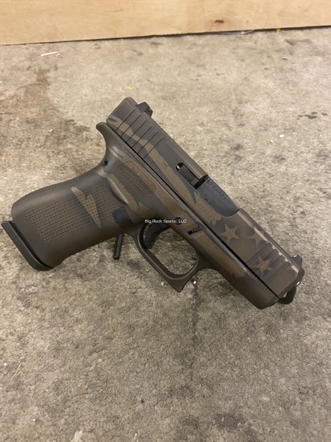 Picture of Glock G43 Semi Auto Pistol, 9Mm, 3.41" Bbl, Sub Compact Slide, 10Rd, Midnight Bronze Battle Worn Flag