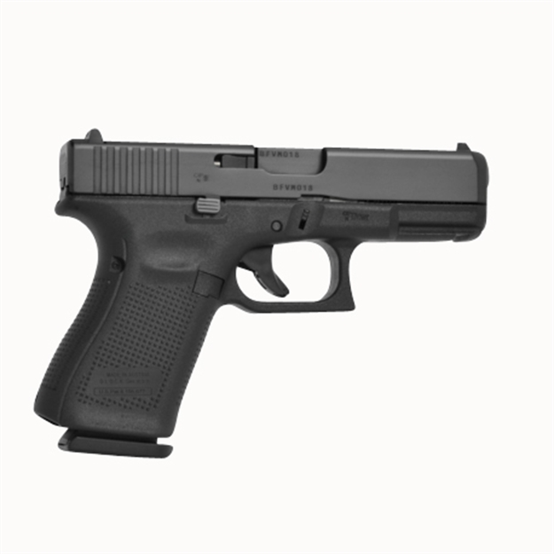 Picture of Glock G19515us G19 Gen5 9Mm Luger 4.02" 15+1 Black Black Ndlc Steel W/Front Serrations Slide Black Rough Texture Interchangeable Backstrap Grip